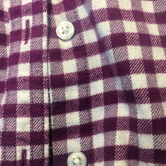 Lands’ End Purple and white checked flannel shirt - Picture 5 of 5
